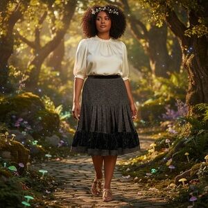 Grace Elements Brown Velvet trim Skirt‎ 14 fairy forest earthy cottage goblin